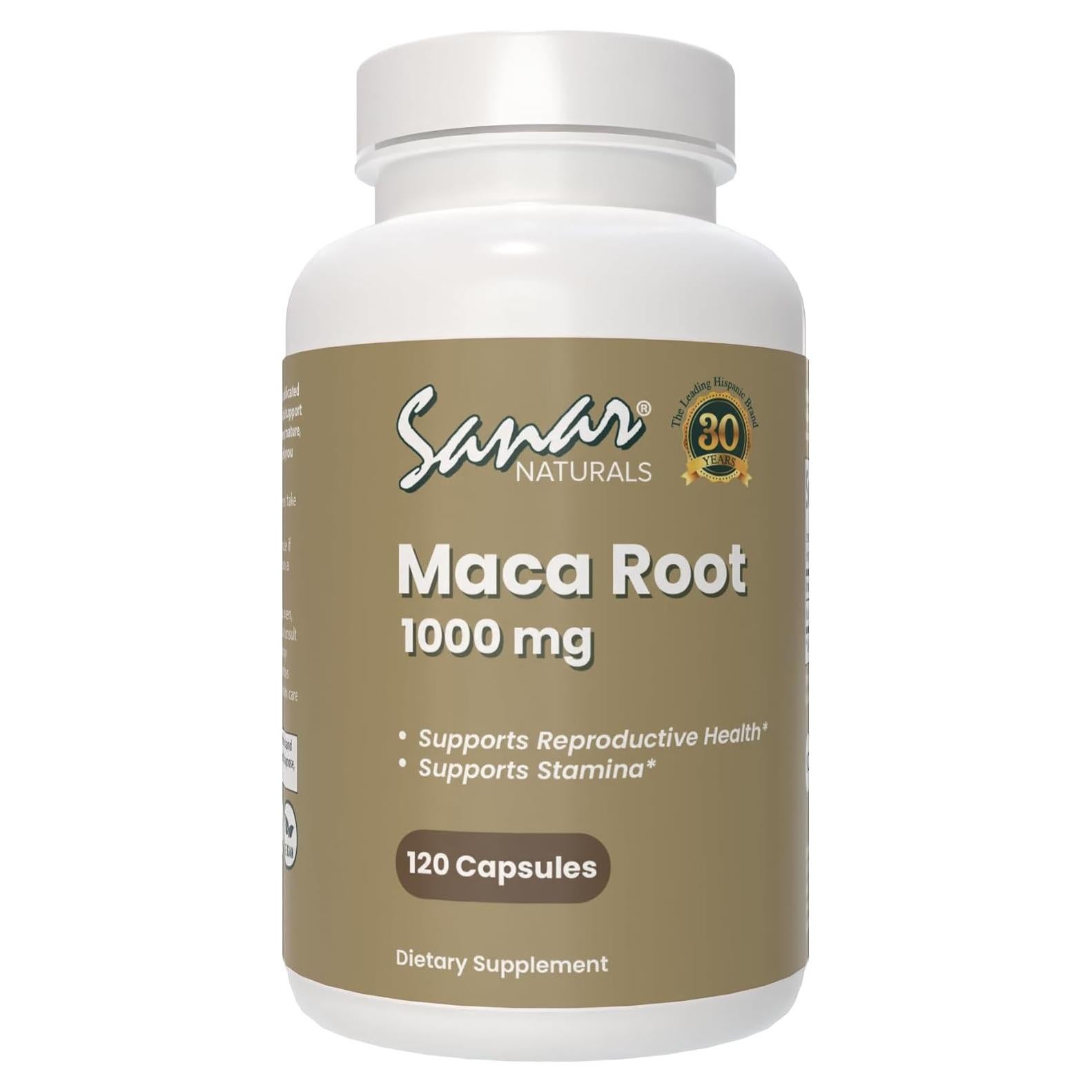 Suplemento de Raíz de Maca Sanar Naturals 1000 mg 120 Cápsulas