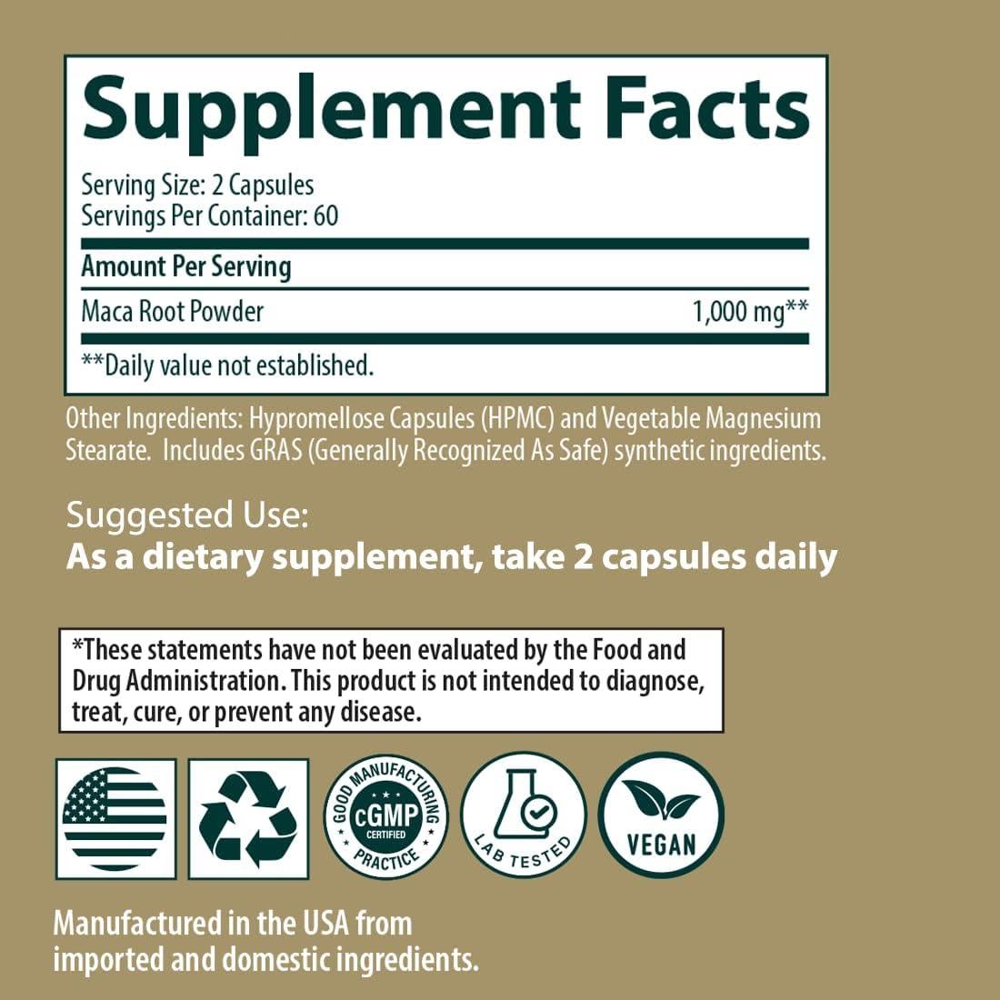 Suplemento de Raíz de Maca Sanar Naturals 1000 mg 120 Cápsulas