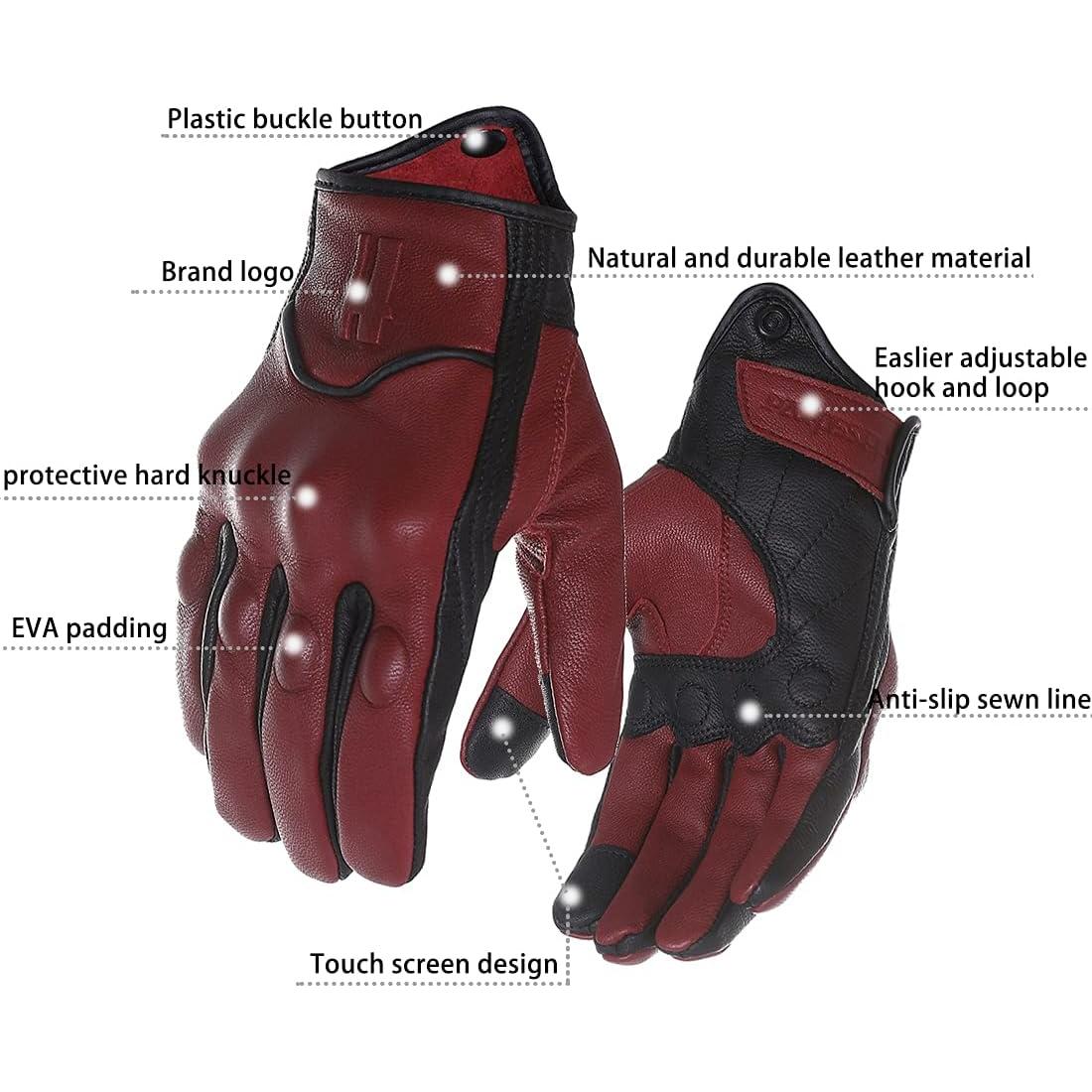 Guantes de motocicleta Harssidanzar GM028 cuero táctil