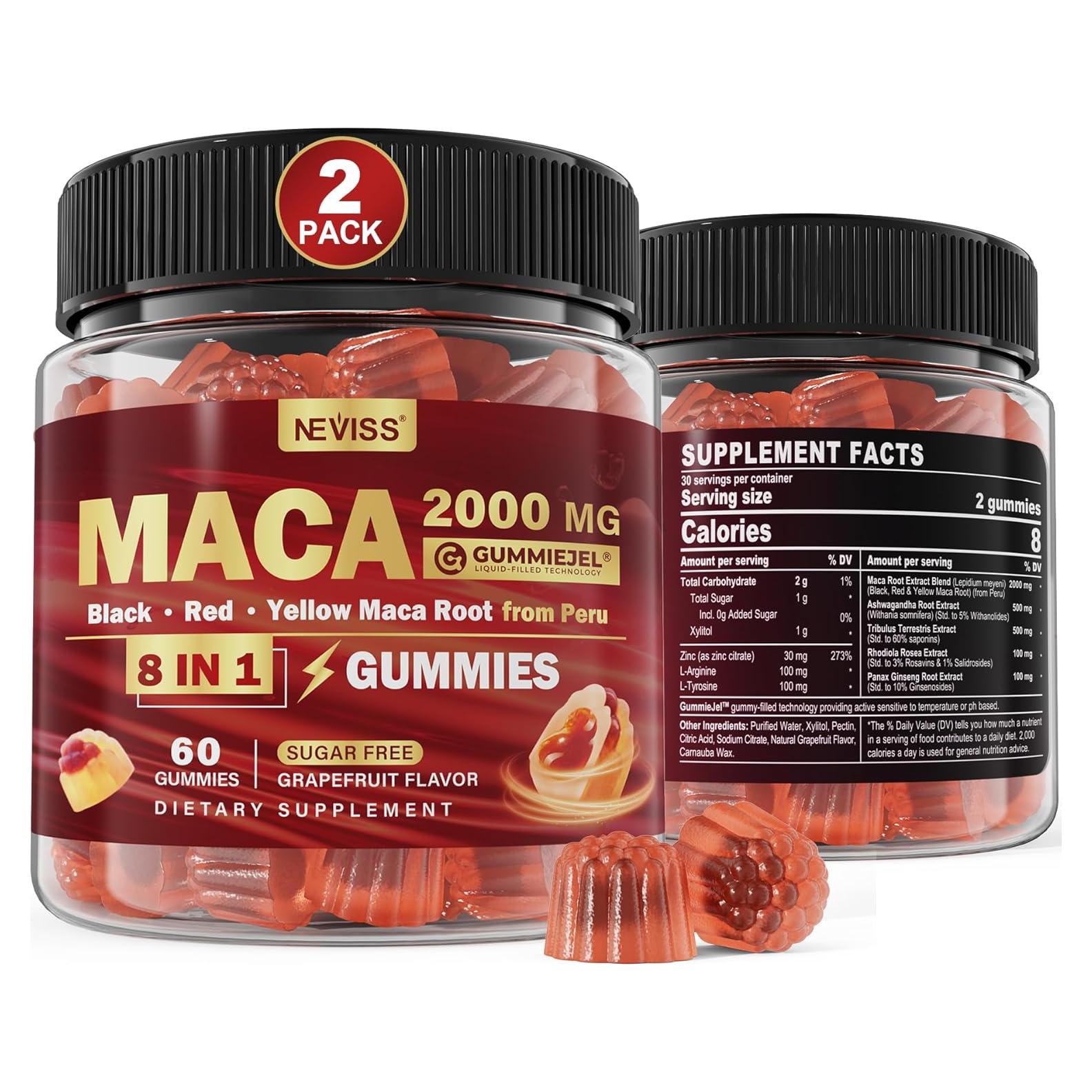 Gomitas de Maca Orgánica NEVISS 2000mg Sin Azúcar - Energía y Vitalidad