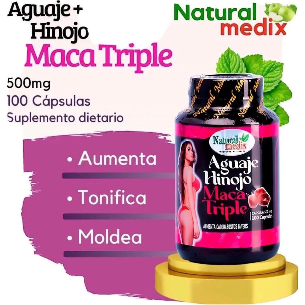 Suplemento Aguaje Hinojo Maca Triple Natural Medix 100 Cápsulas