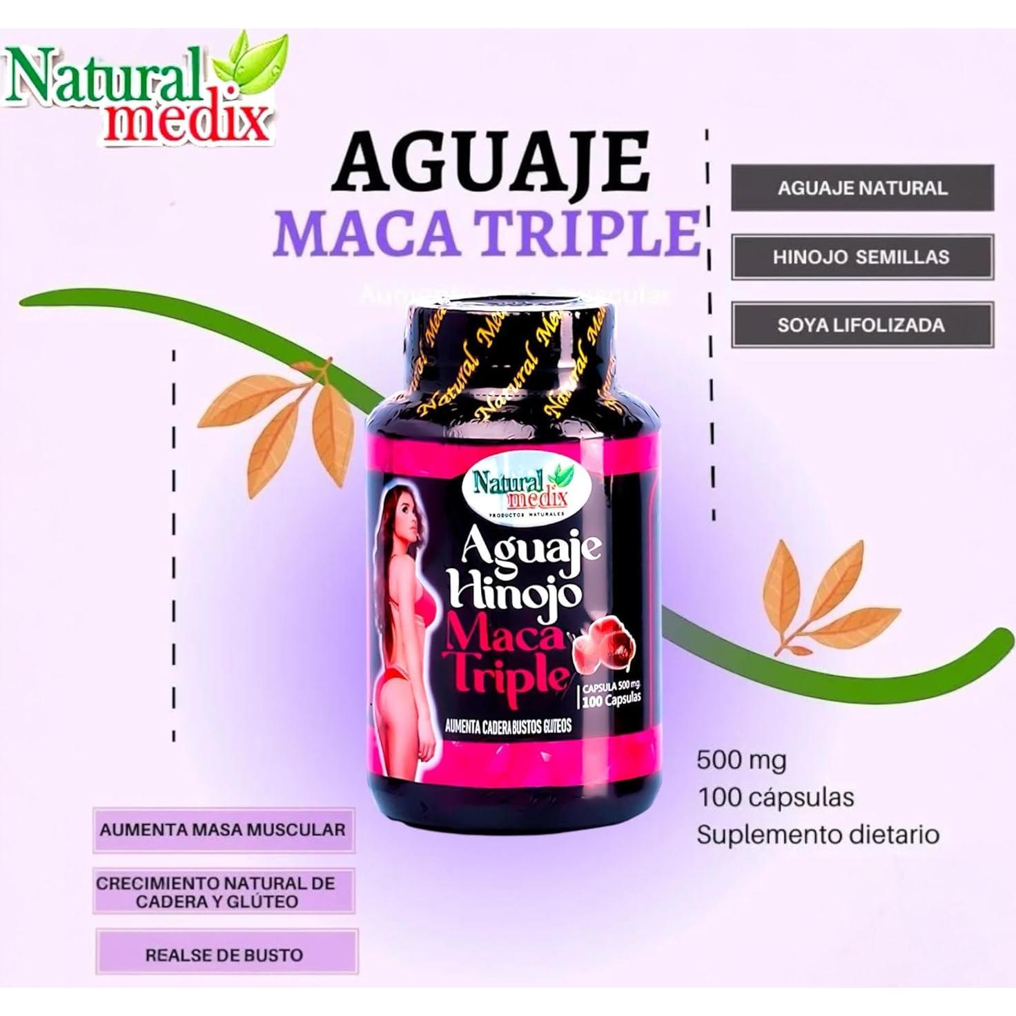 Suplemento Aguaje Hinojo Maca Triple Natural Medix 100 Cápsulas