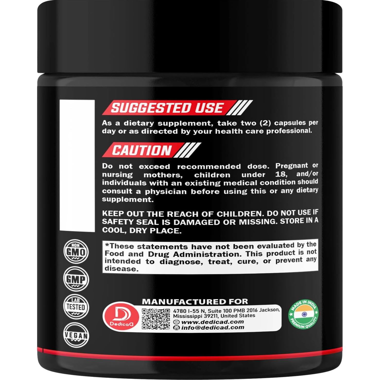 Suplemento Dedicad Test Support 120 Cápsulas 7 en 1 Energía