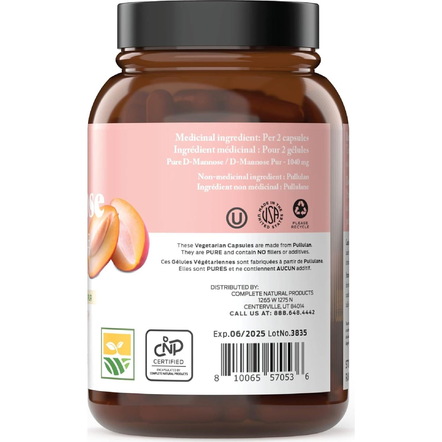 Cápsulas D-Mannose Orgánico Complete Natural 100 Unidades