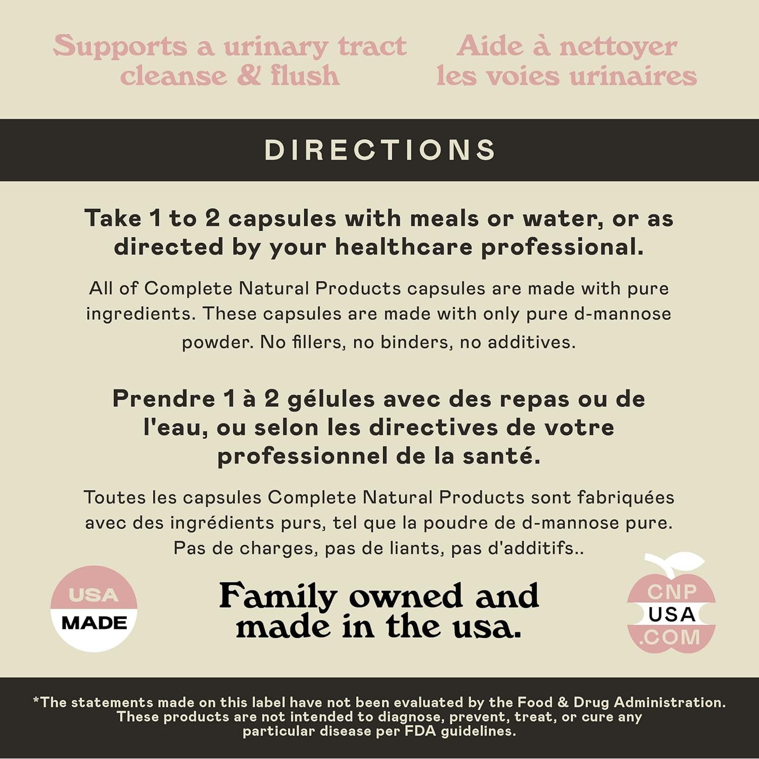 Cápsulas D-Mannose Orgánico Complete Natural 100 Unidades