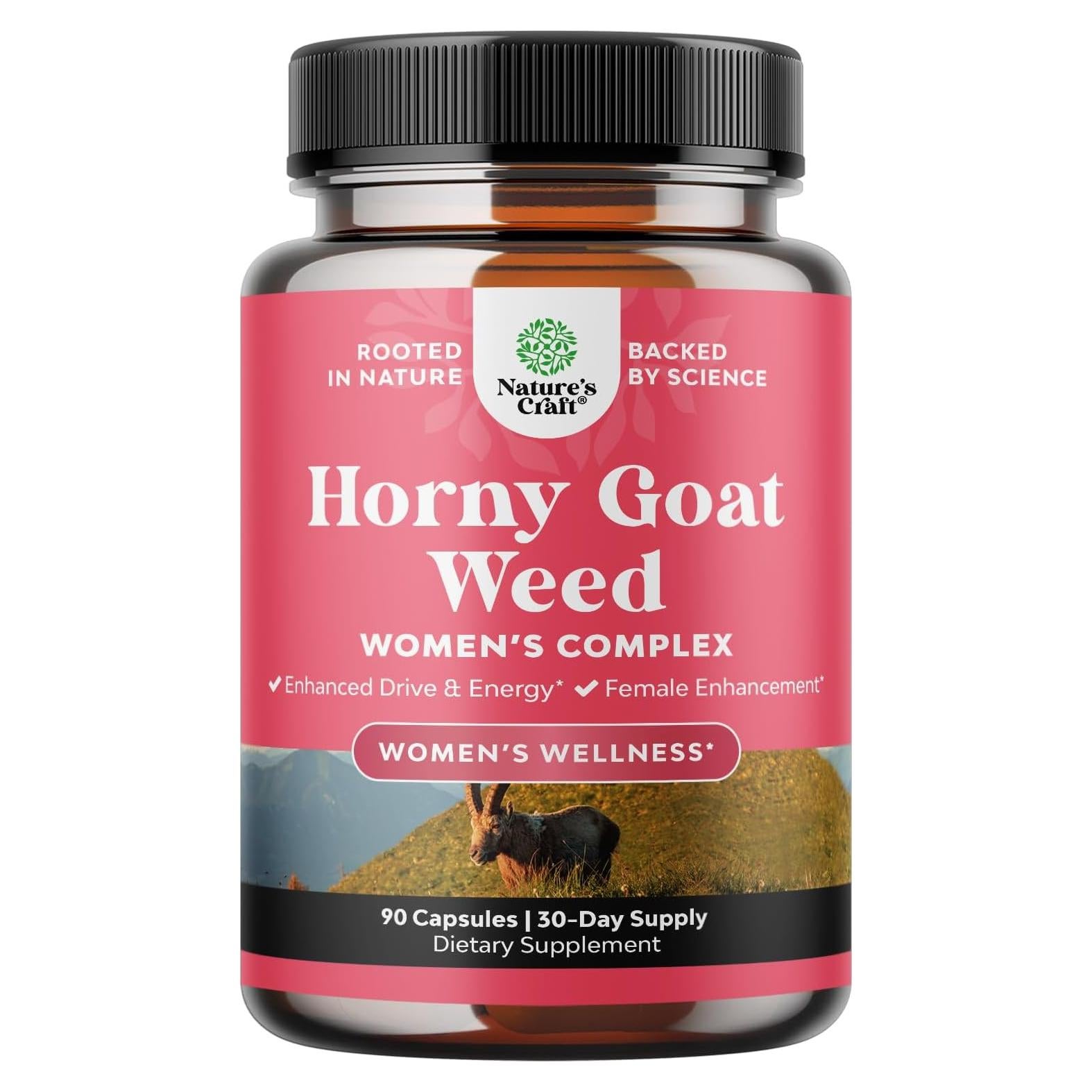 Suplemento Herbal para Mujeres Natures Craft - Hierba de Cabra Excitada con Maca y Ginseng