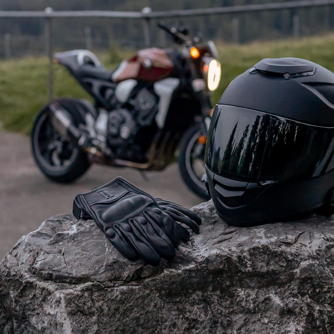 Guantes de Motocicleta Harssidanzar GM028 Cuero Táctil