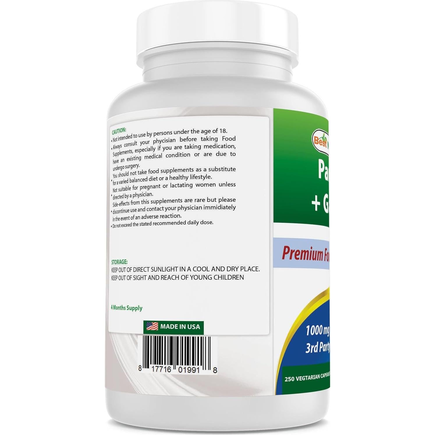 Suplemento de Perejil y Ajo 1000 mg - Mejores Naturales, 250 Cápsulas Vegetarianas