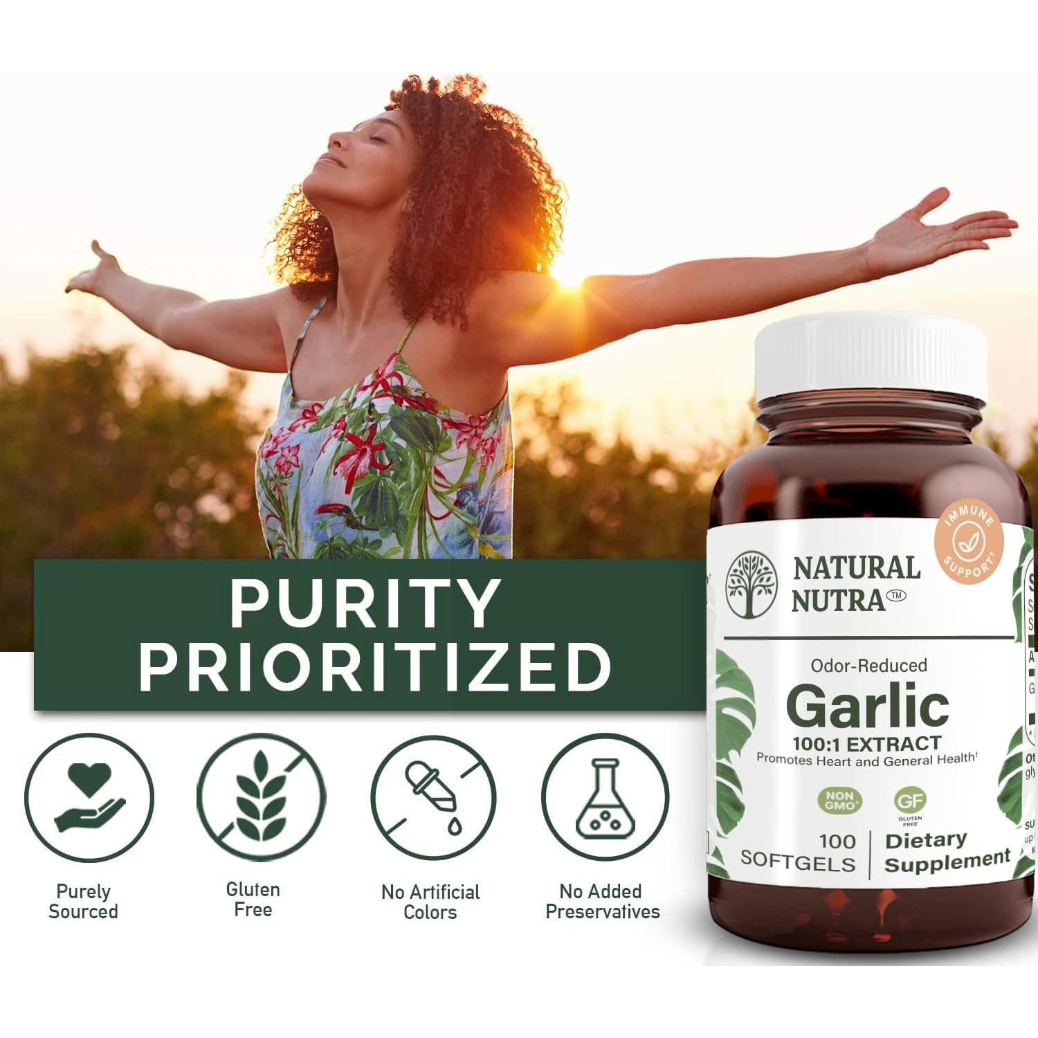 Suplemento Aceite de Ajo Sin Olor Natural Nutra 500mg 100 Gelatinas