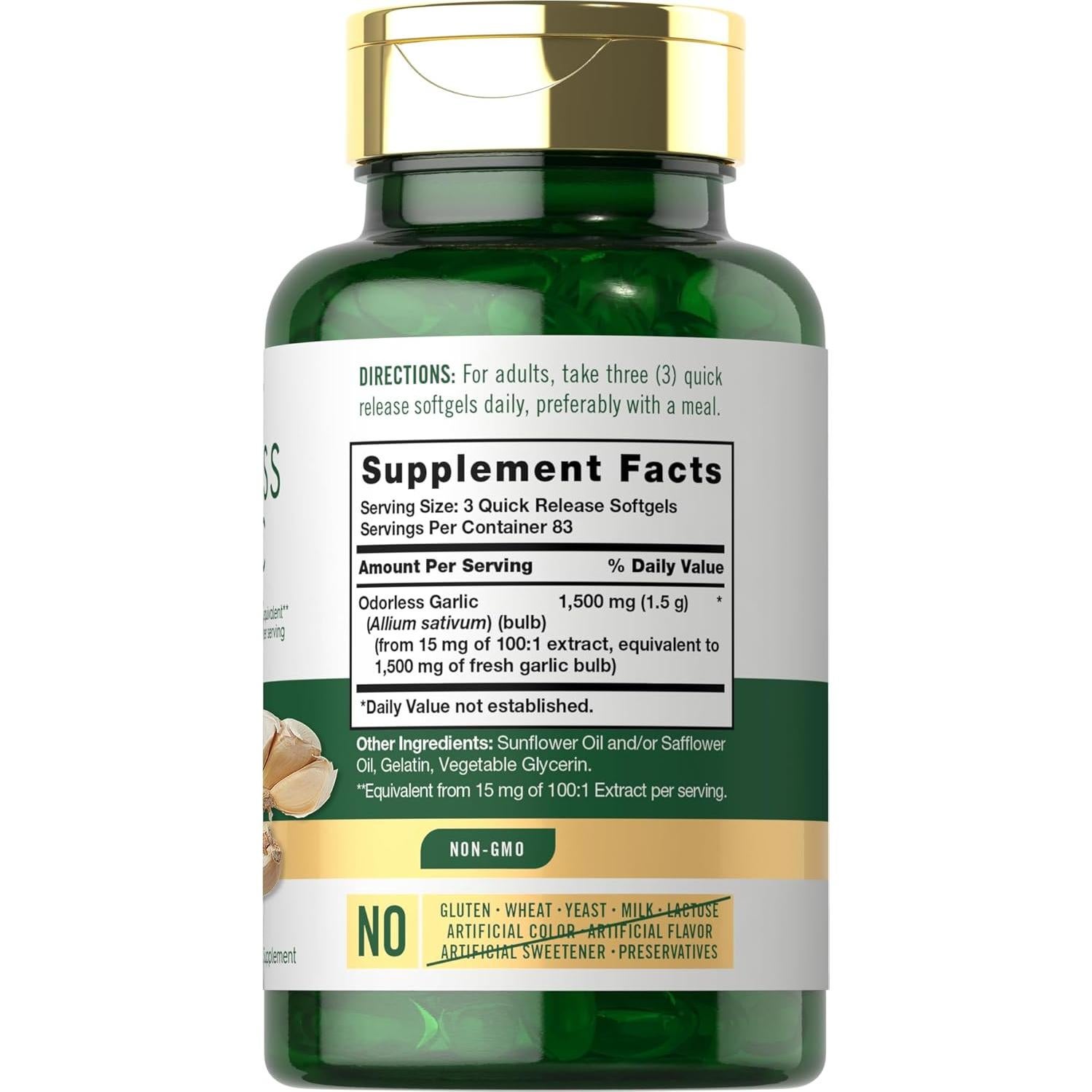 Cápsulas Blandas de Ajo Sin Olor 1500mg Carlyle 250 Unidades