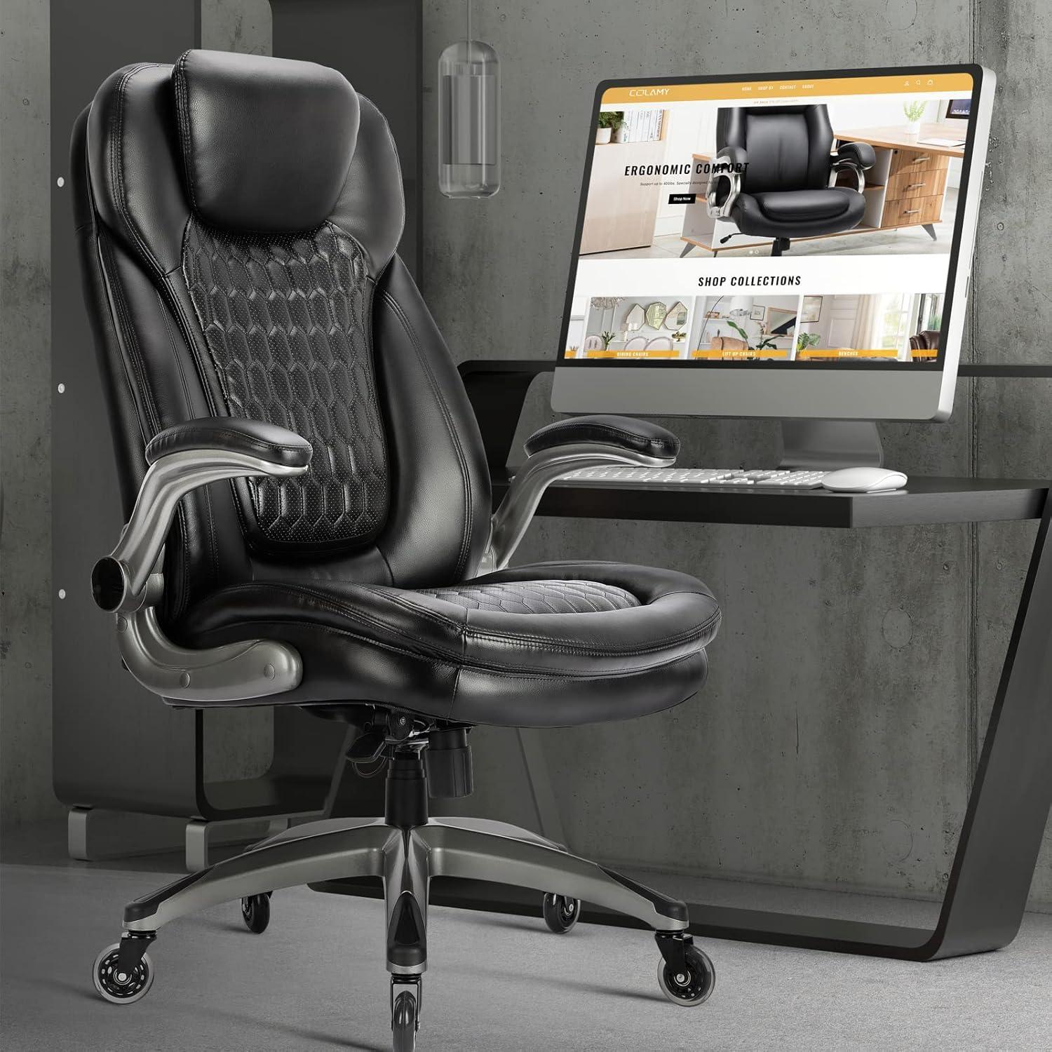 Silla de Oficina Ergonómica COLAMY 6686 Negra con Ruedas Mejoradas