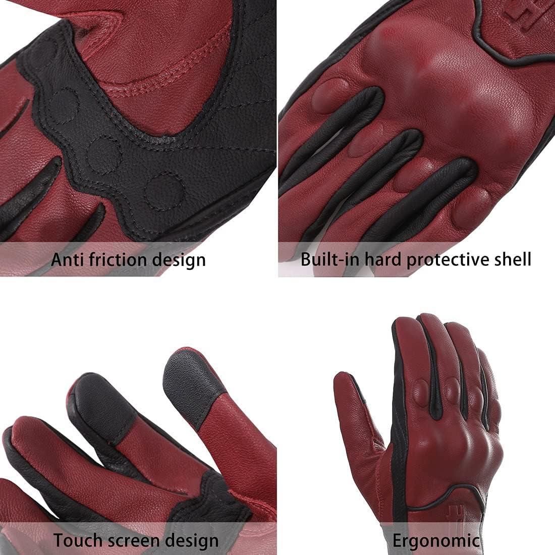 Guantes de motocicleta Harssidanzar GM028 cuero táctil