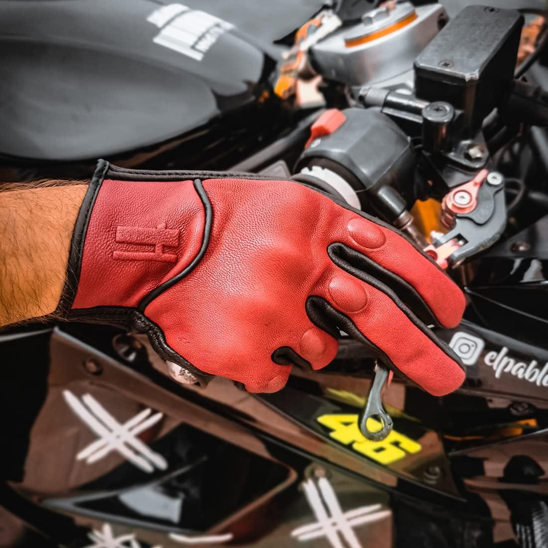 Guantes de motocicleta Harssidanzar GM028 cuero táctil