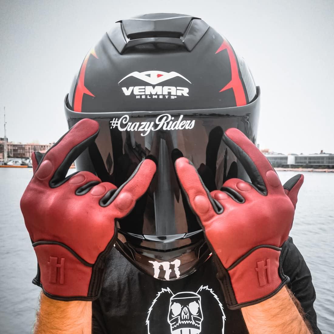 Guantes de motocicleta Harssidanzar GM028 cuero táctil