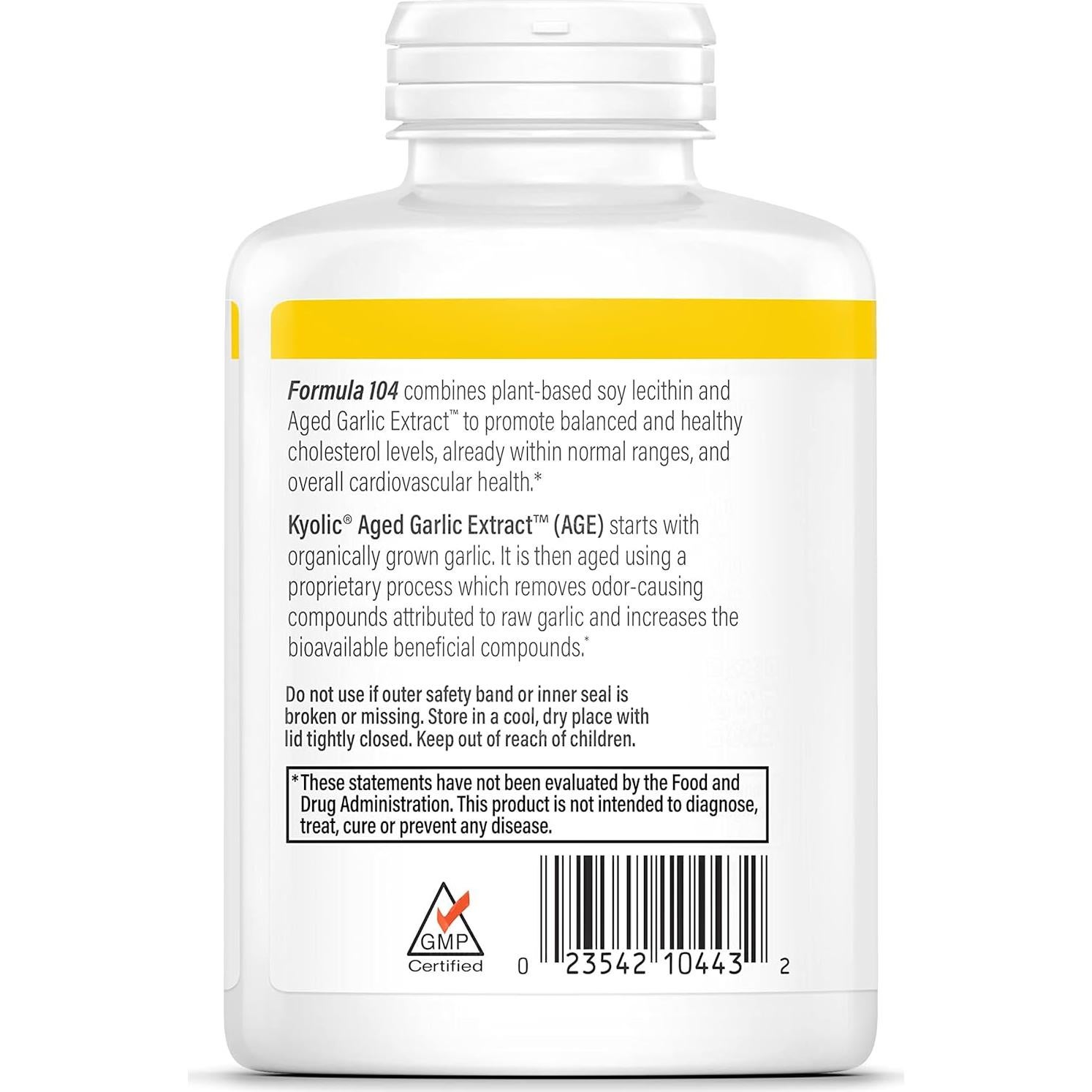 Extracto de Ajo Aged Kyolic 104 - 300 Cápsulas Salud Colesterol