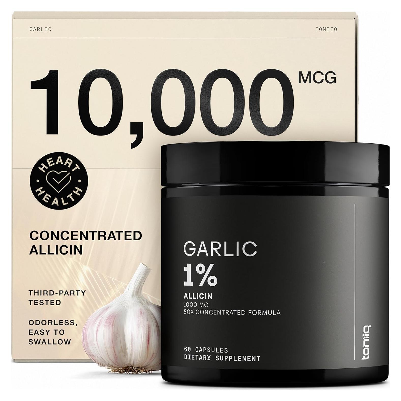 Cápsulas de Ajo Toniiq 60 Unidades - 10mg Alicina Sin Olor