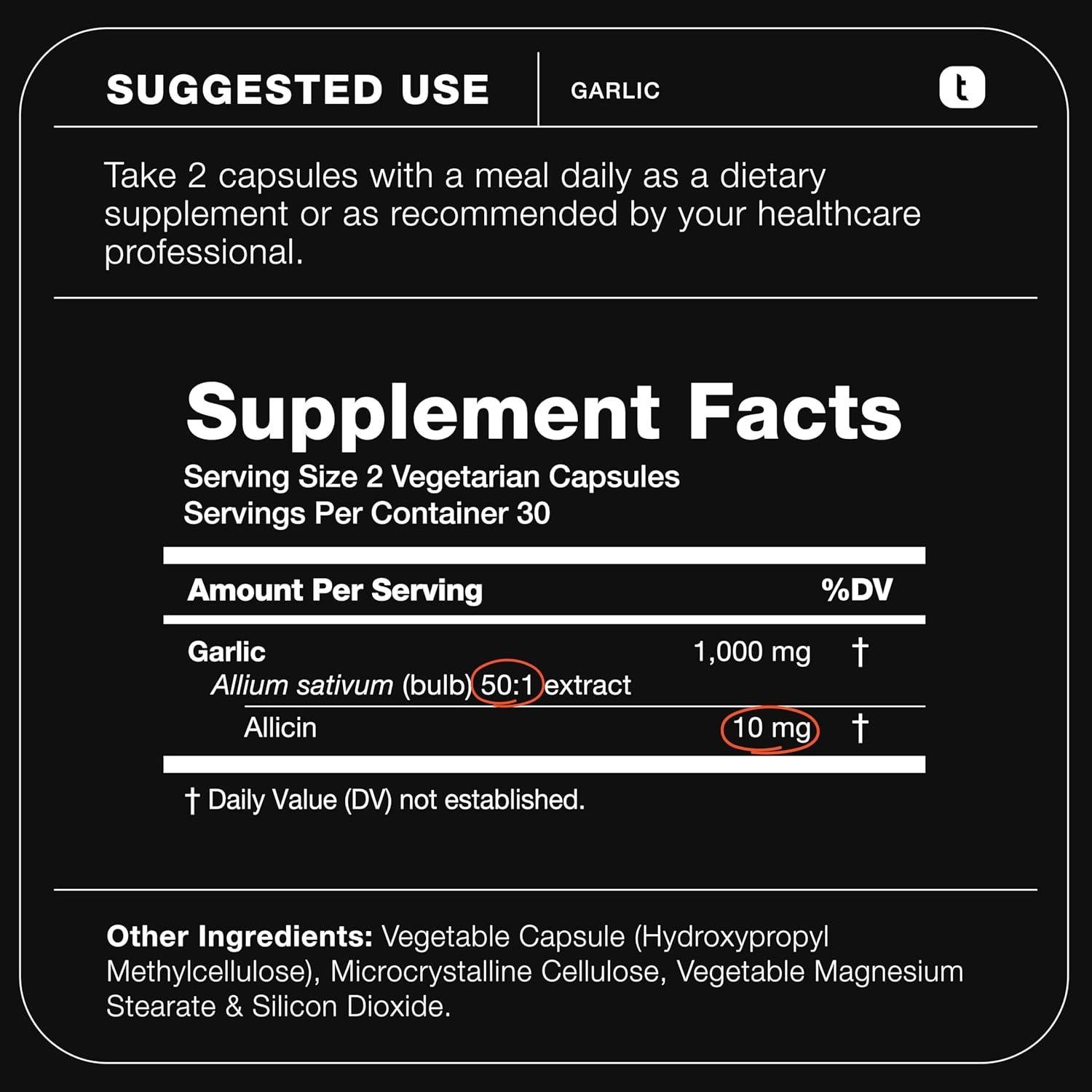 Cápsulas de Ajo Toniiq 60 Unidades - 10mg Alicina Sin Olor