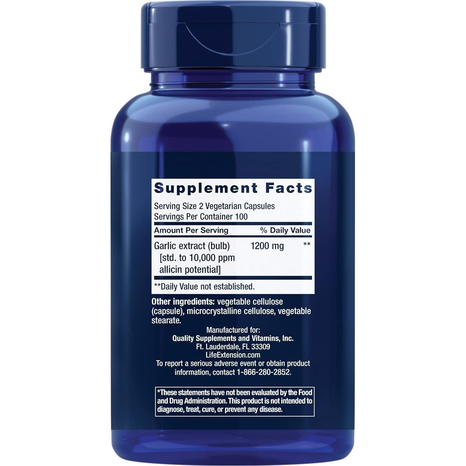 Cápsulas de Ajo Optimizado Extensión de Vida 200 unidades