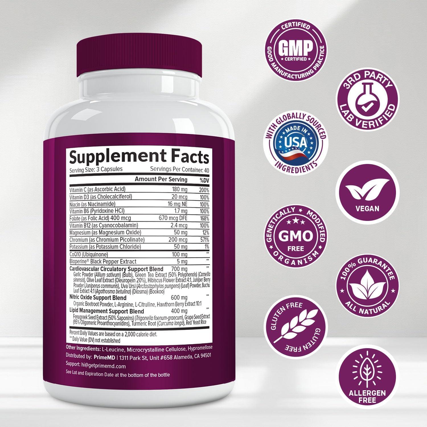 Suplemento Óxido Nítrico 26-en-1 PrimeMD 120 Cápsulas