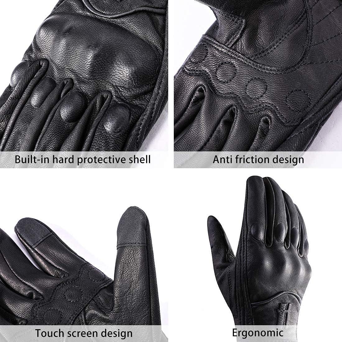 Guantes de motocicleta Harssidanzar GM028 cuero táctil