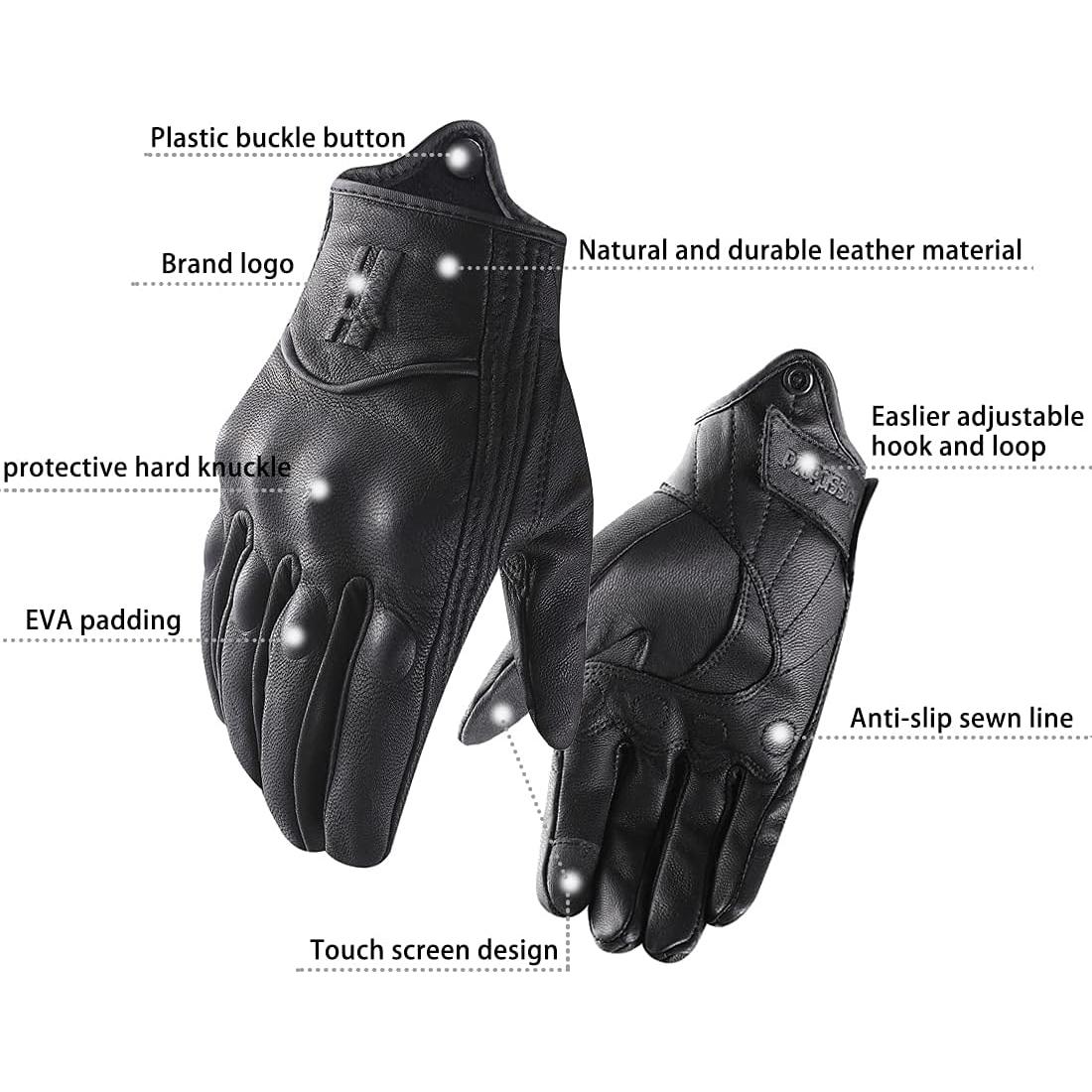 Guantes de motocicleta Harssidanzar GM028 cuero táctil