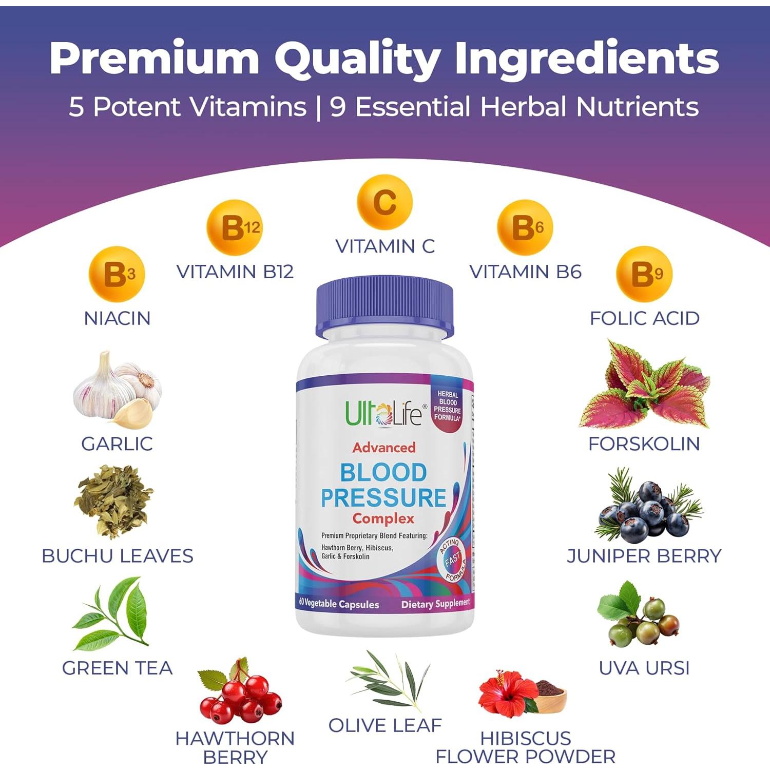 Suplemento de Presión Arterial UltaLife - 14 Vitaminas y Hierbas