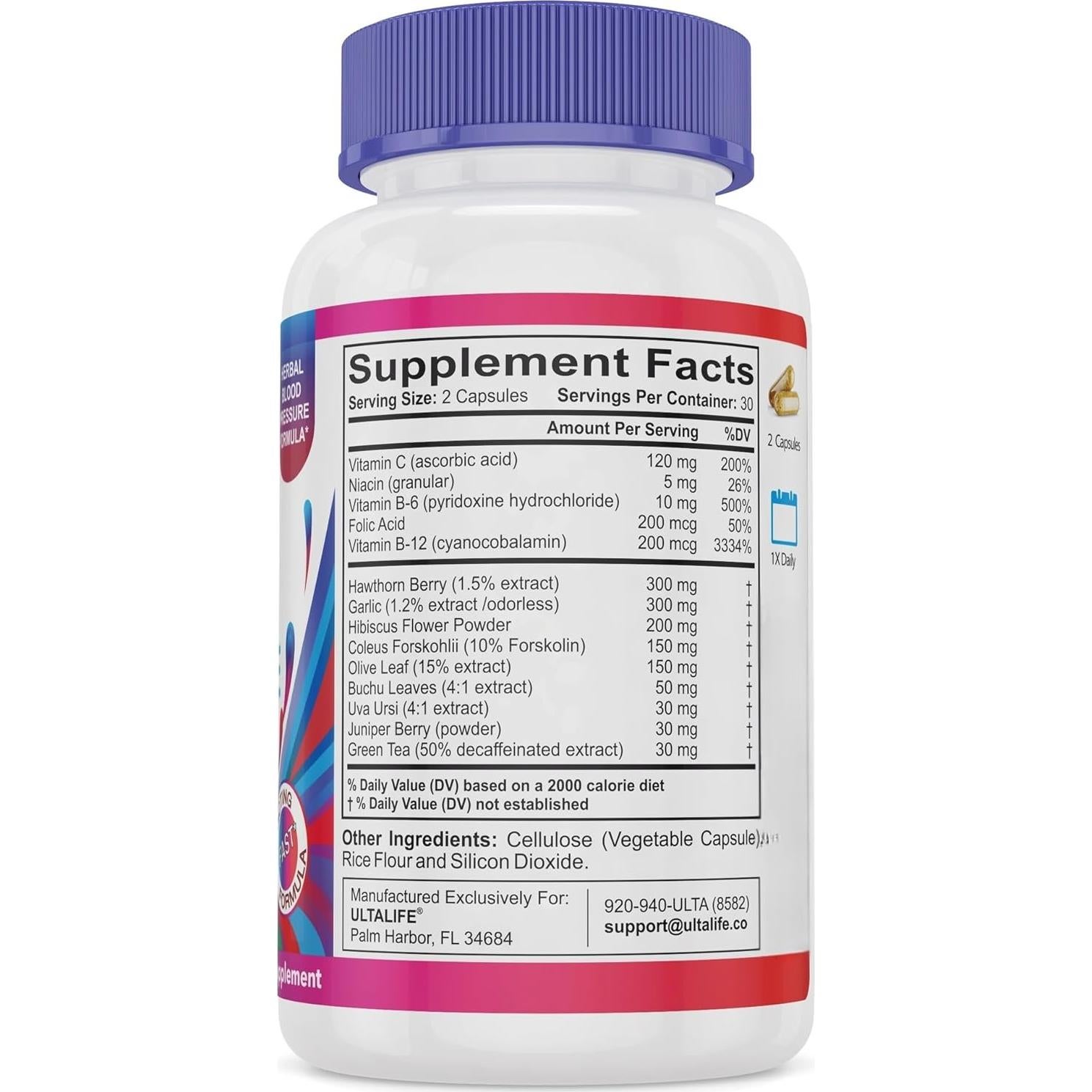 Suplemento de Presión Arterial UltaLife - 14 Vitaminas y Hierbas