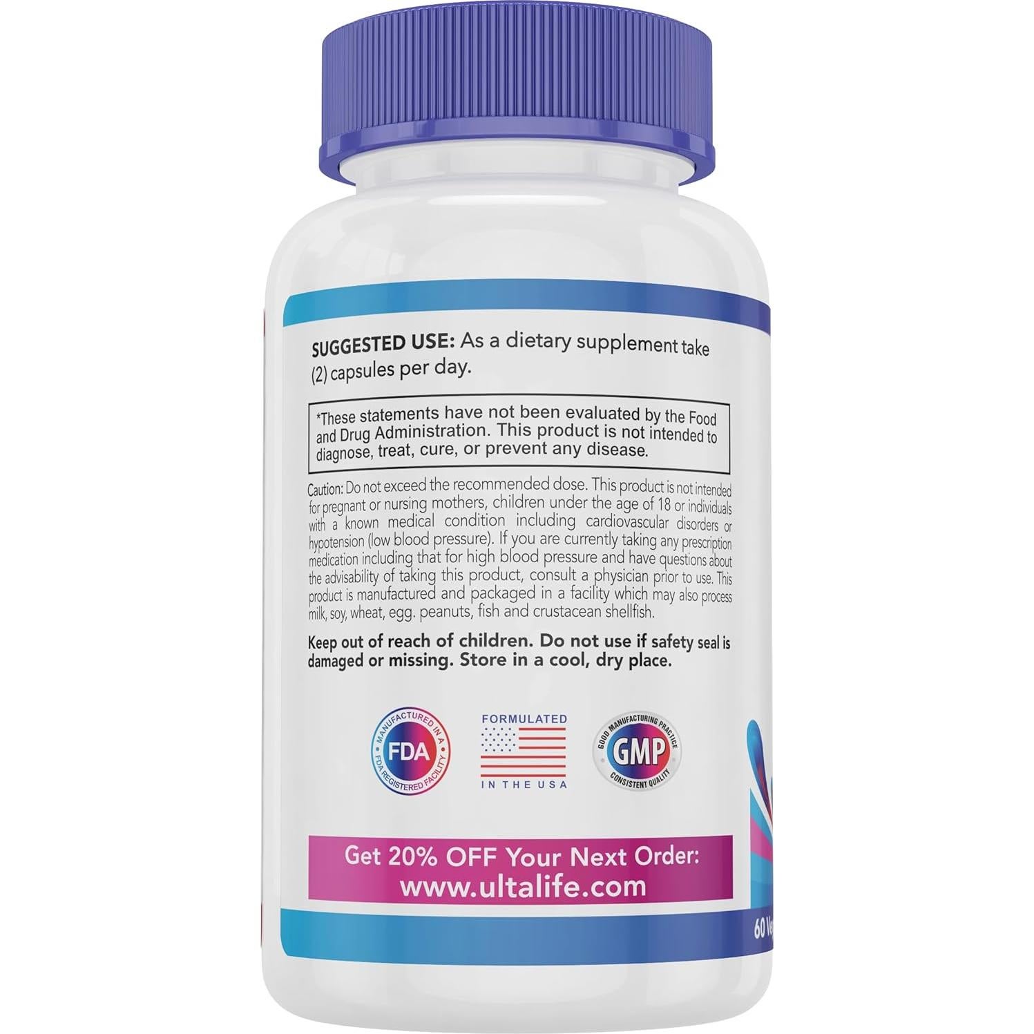 Suplemento de Presión Arterial UltaLife - 14 Vitaminas y Hierbas