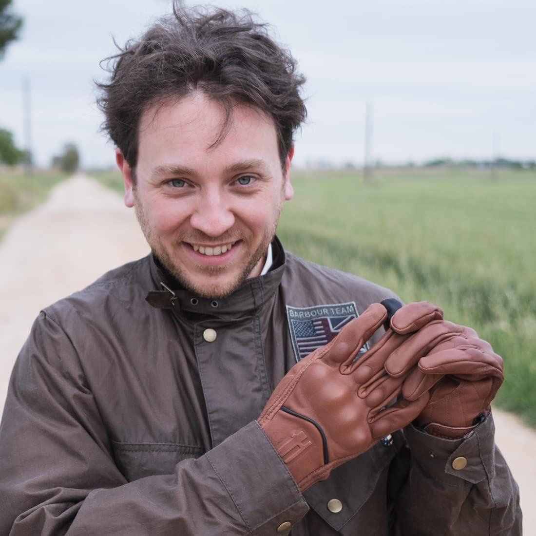 Guantes de motocicleta Harssidanzar GM028 cuero táctil