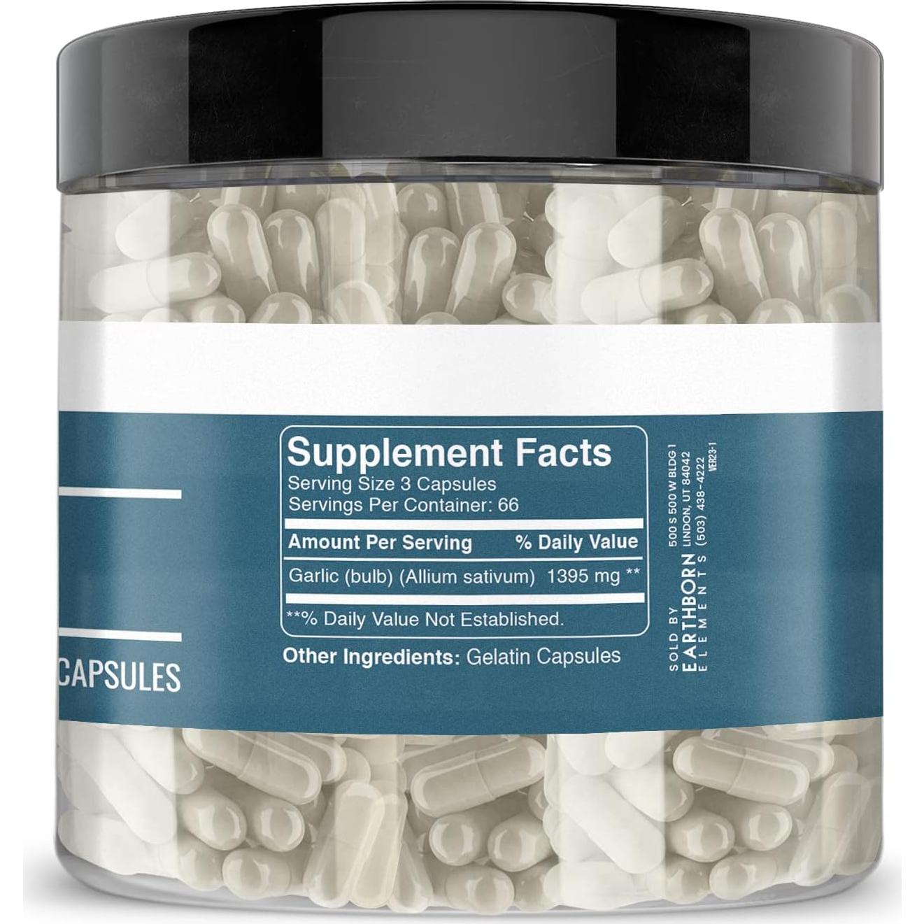 Cápsulas de Ajo Elementos de la Tierra 200 Unidades Puro