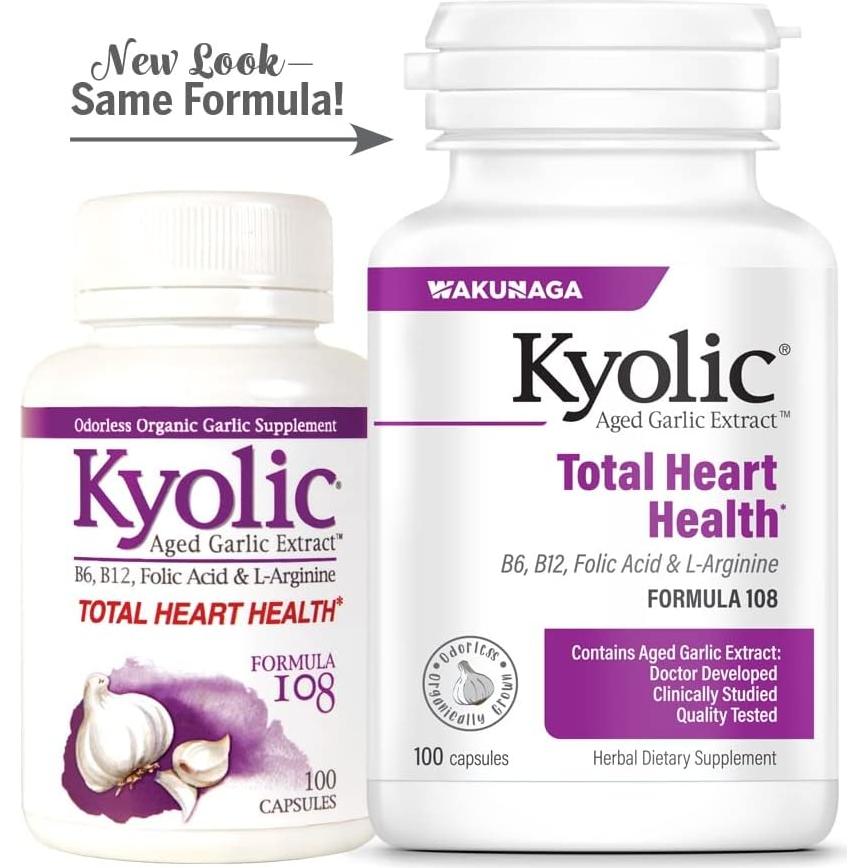 Extracto de Ajo Aged Kyolic 108, 100 Cápsulas Salud Corazón