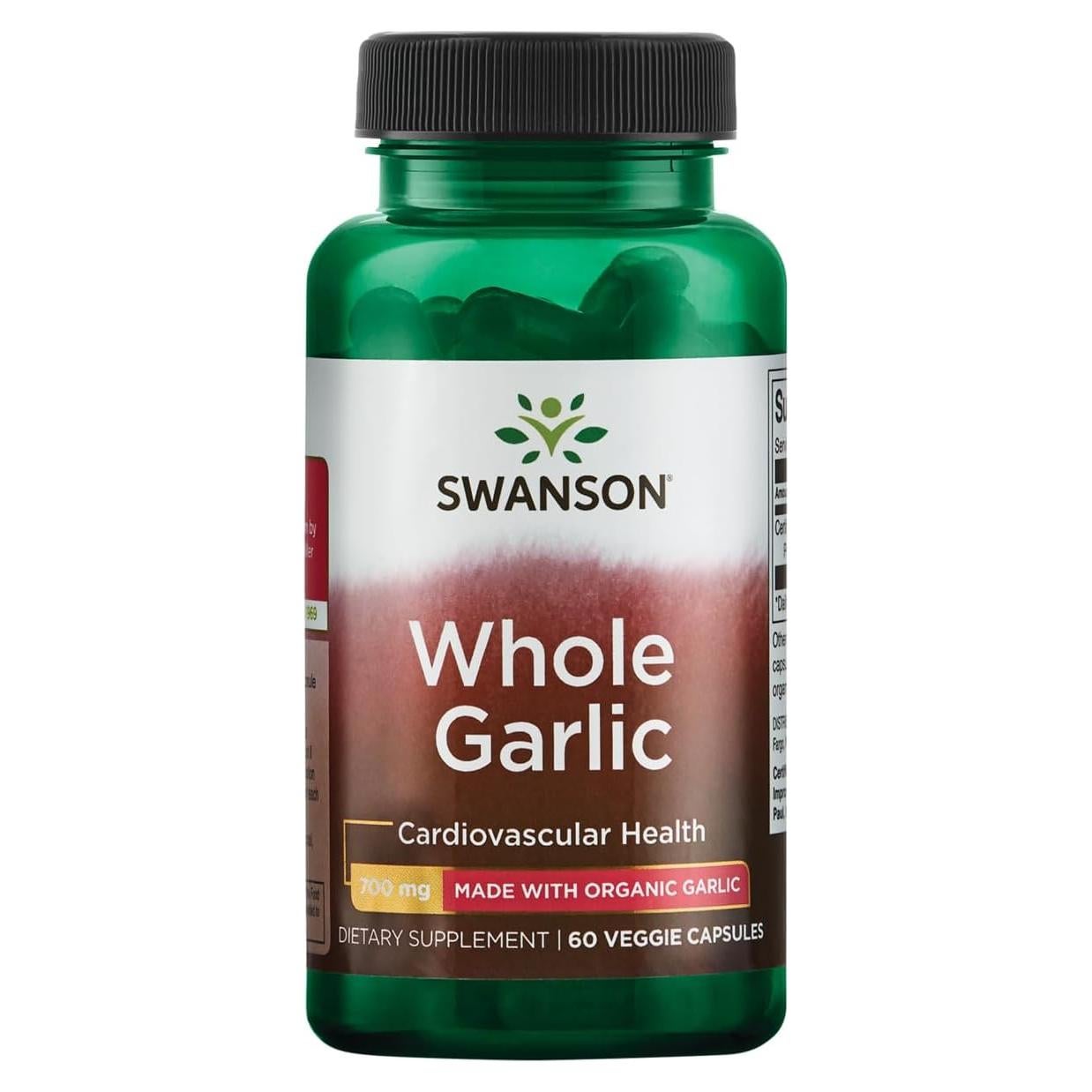 Suplemento de Ajo Orgánico Swanson 700 mg 60 Cápsulas Veganas
