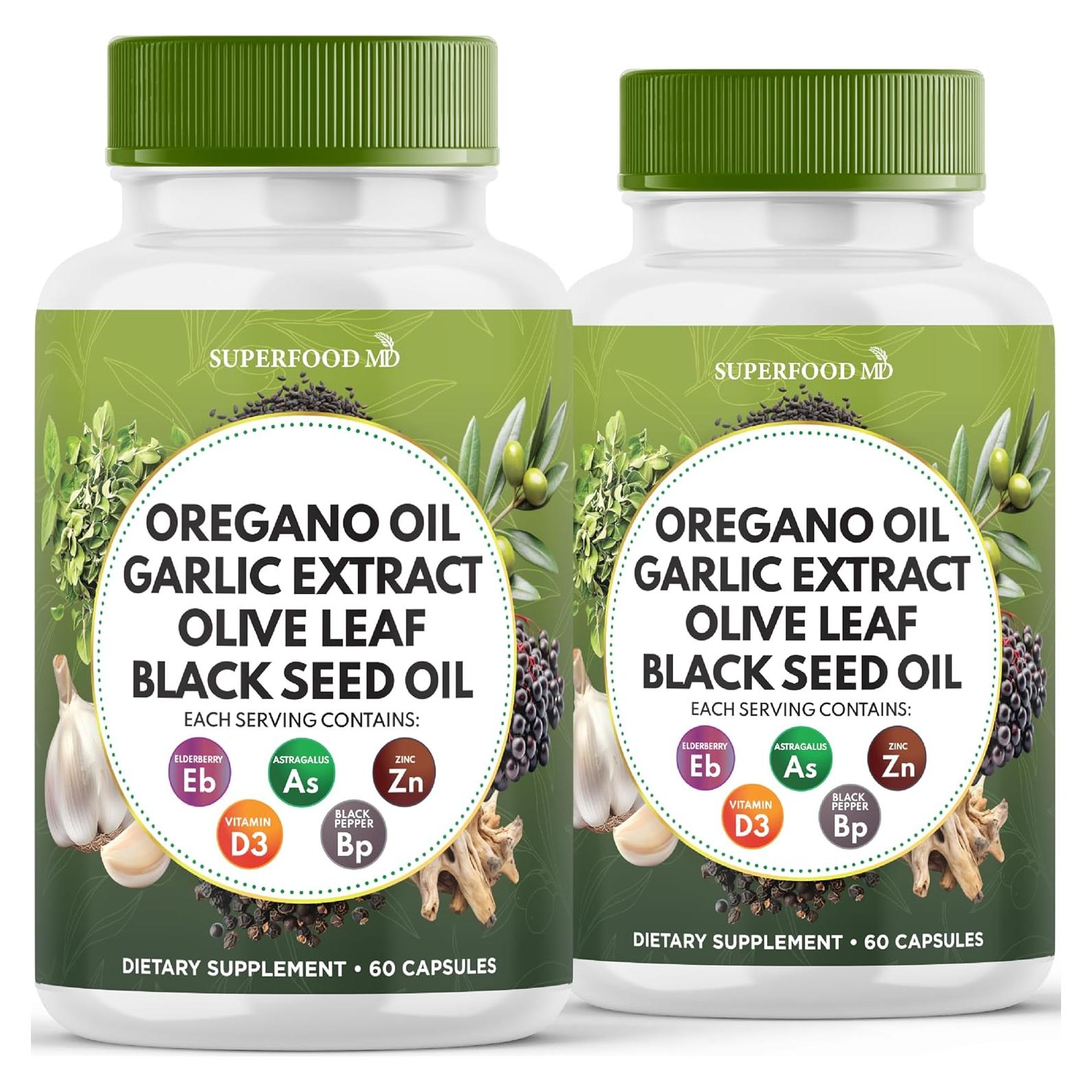 Suplemento Inmunológico Superfood MD - 120 Cápsulas de Orégano y Ajo