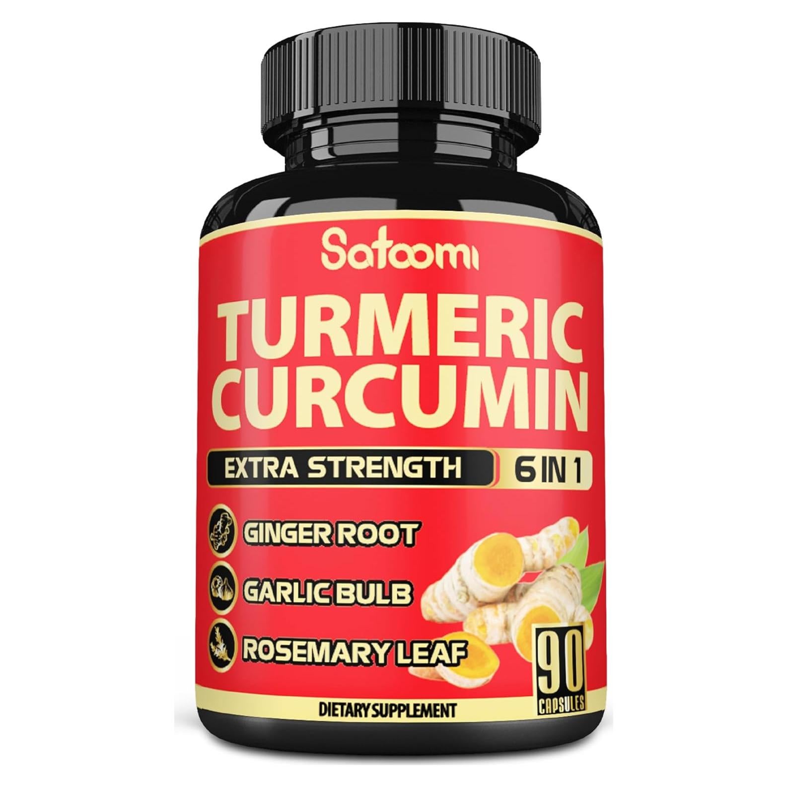 Suplemento de Cúrcuma Curcumina Satoomi 90 Cápsulas 6 en 1