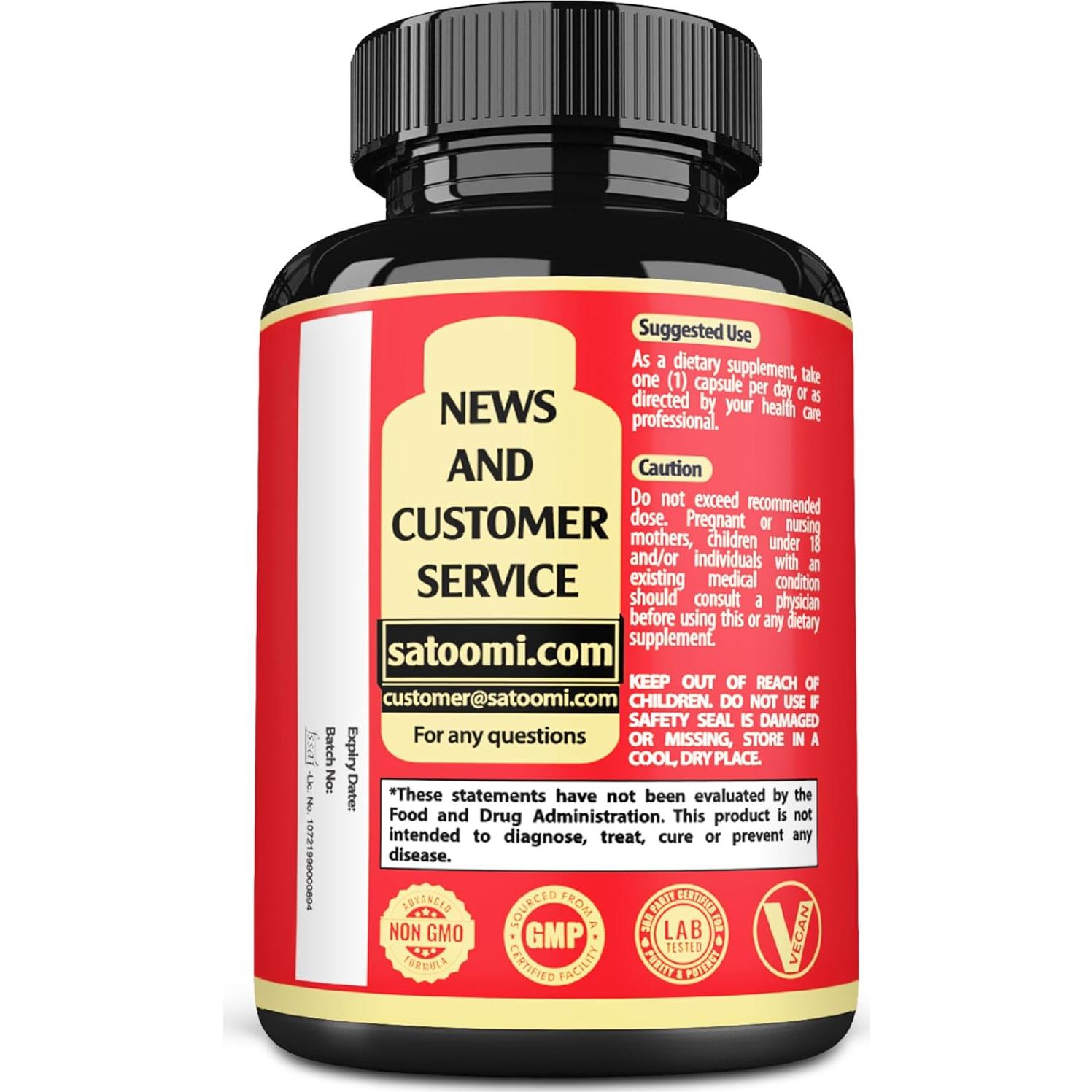 Suplemento de Cúrcuma Curcumina Satoomi 90 Cápsulas 6 en 1