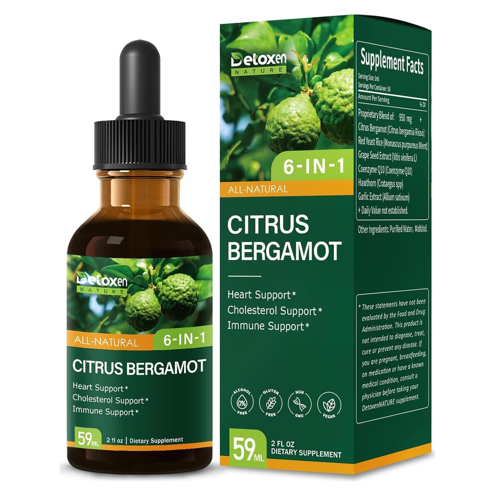 Gotas Herbales DetoxenNATURE Bergamota Cítrica 59ml - Colesterol y Corazón