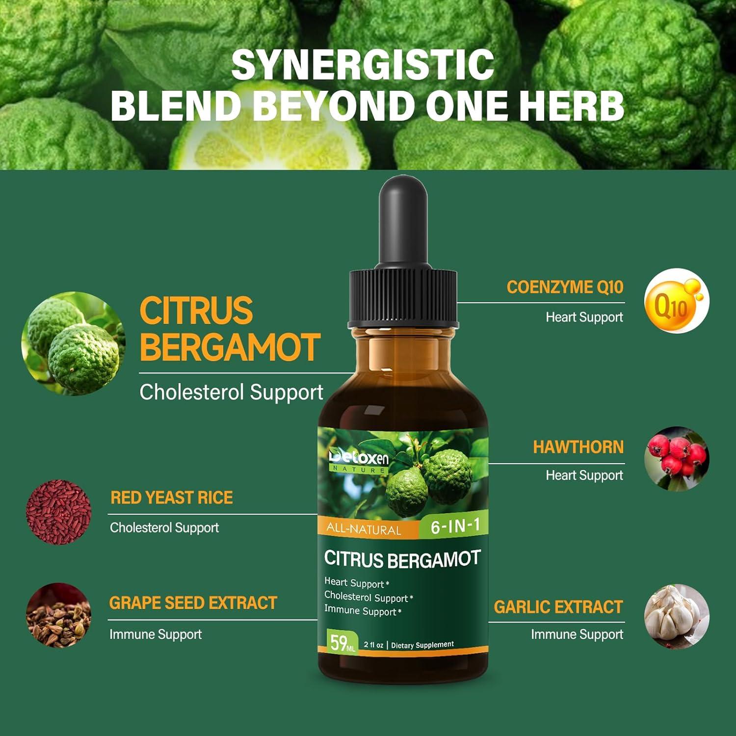 Gotas Herbales DetoxenNATURE Bergamota Cítrica 59ml - Colesterol y Corazón