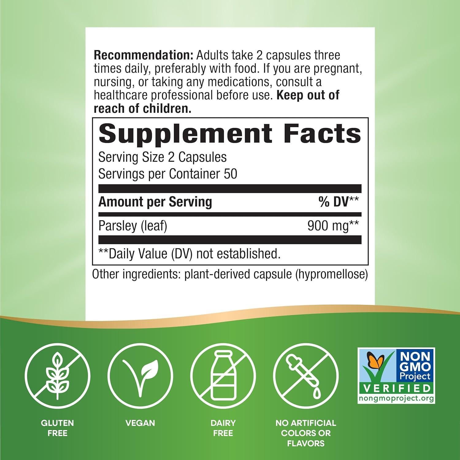 Hoja de Perejil Premium Nature's Way 100 Cápsulas Veganas