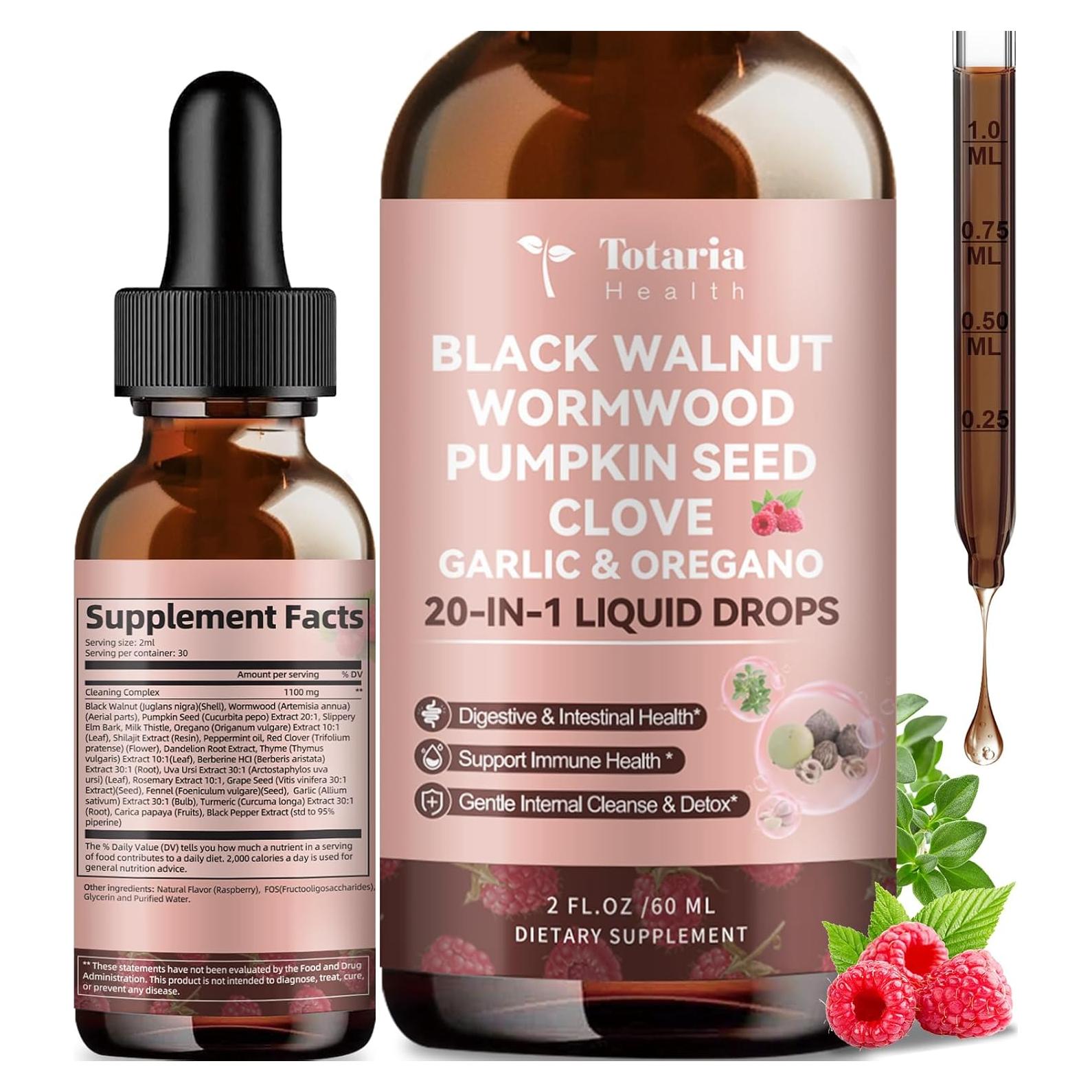 Tintura 20 en 1 Totaria - Salud Digestiva y Limpieza Intestinal - Sabor Frambuesa - 132g