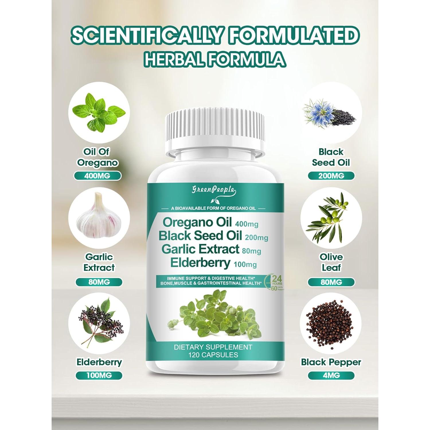 Cápsulas de Aceite de Orégano Orgánico Greenpeople 120 Ct
