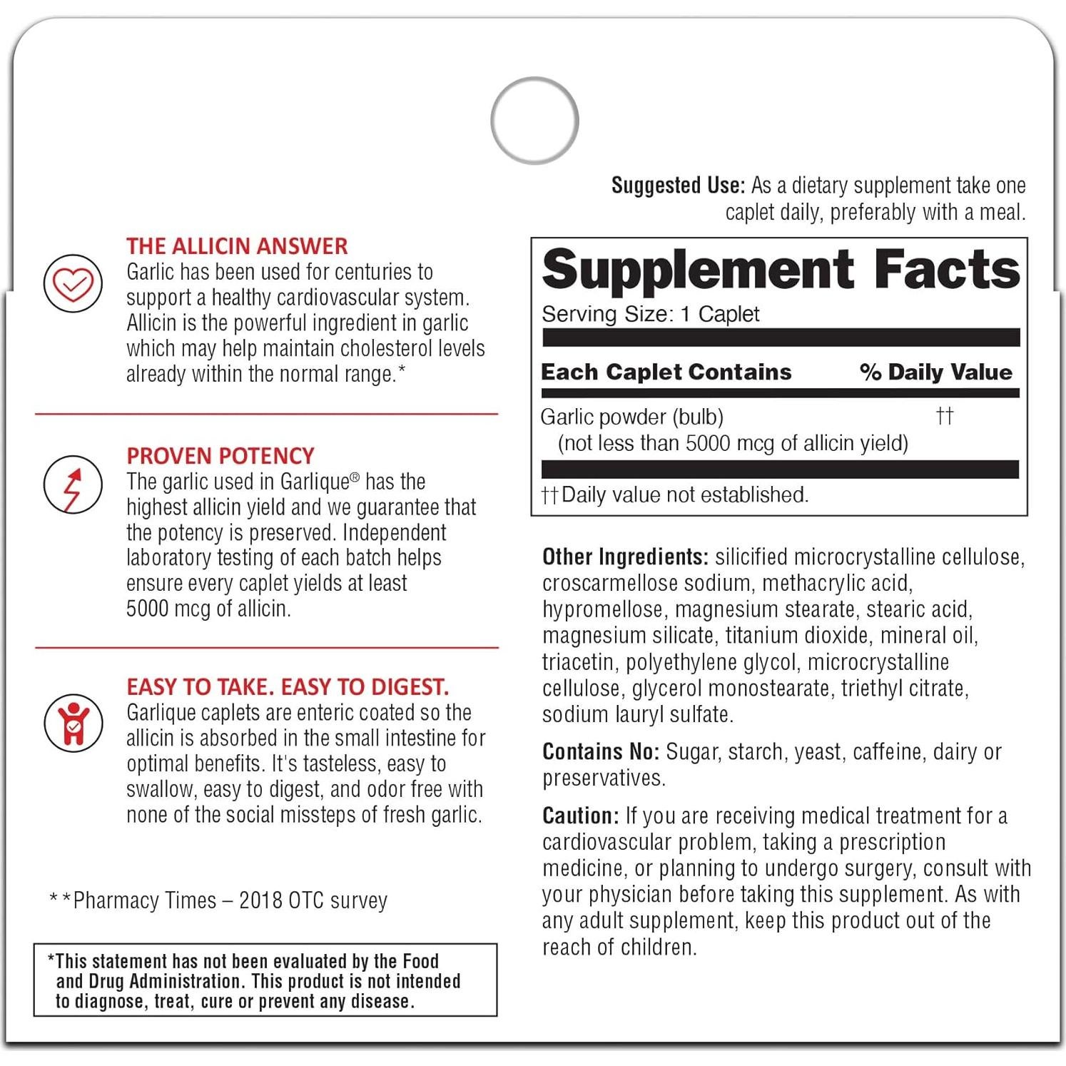 Suplemento Dietético Cardiovascular Garlique 30 Cápsulas
