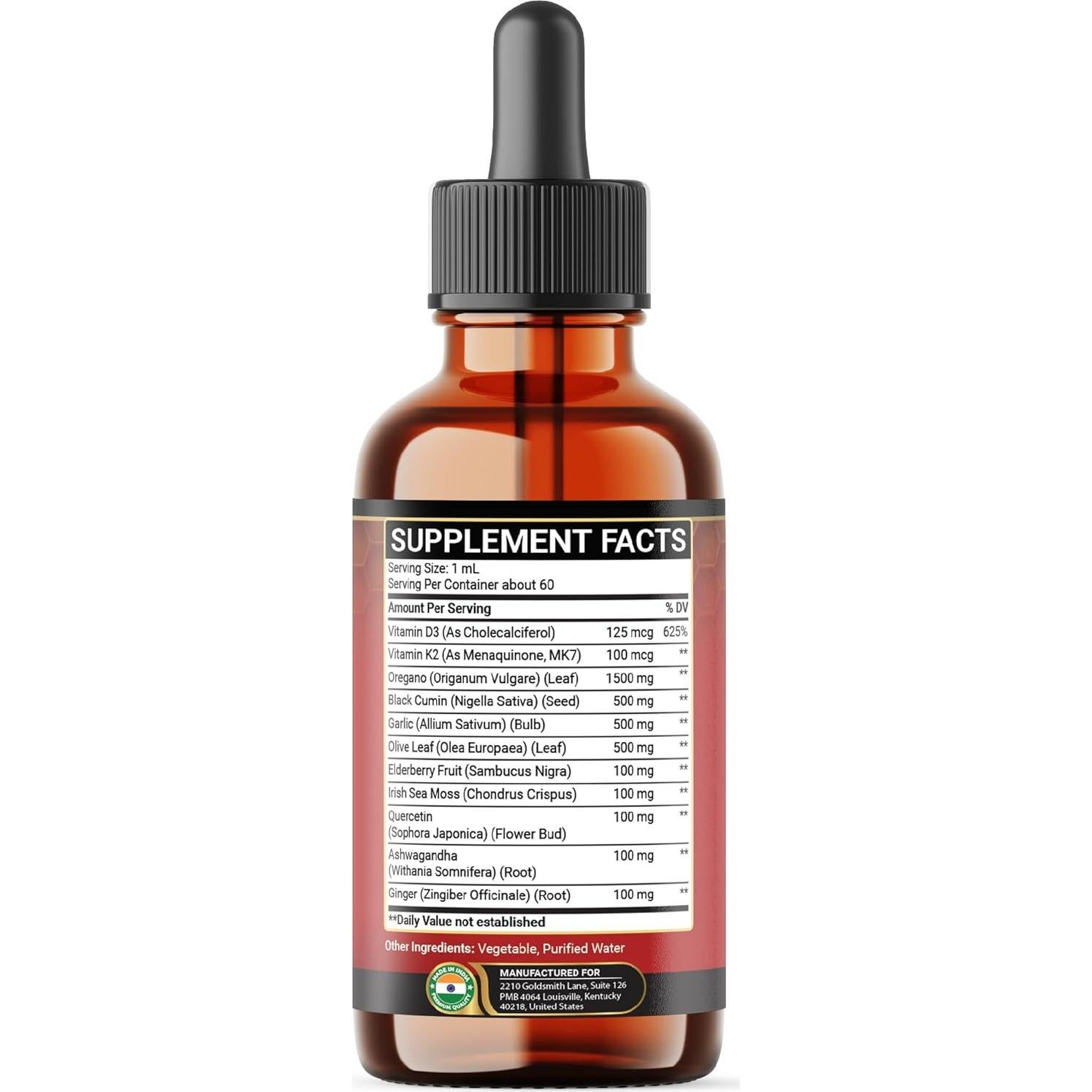 Suplemento Líquido 11 en 1 Aceite de Orégano Orgánico 60 ml