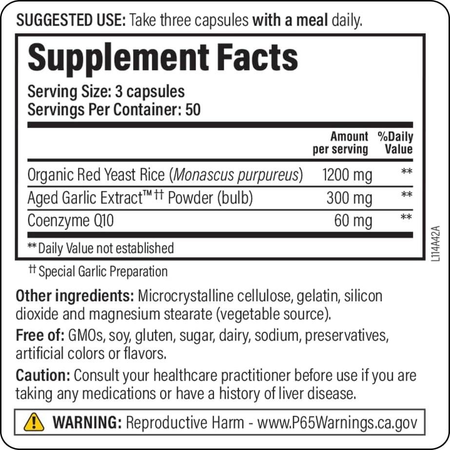 Extracto de Ajo Envejecido Kyolic 150 Cápsulas CoQ10 Levadura Roja