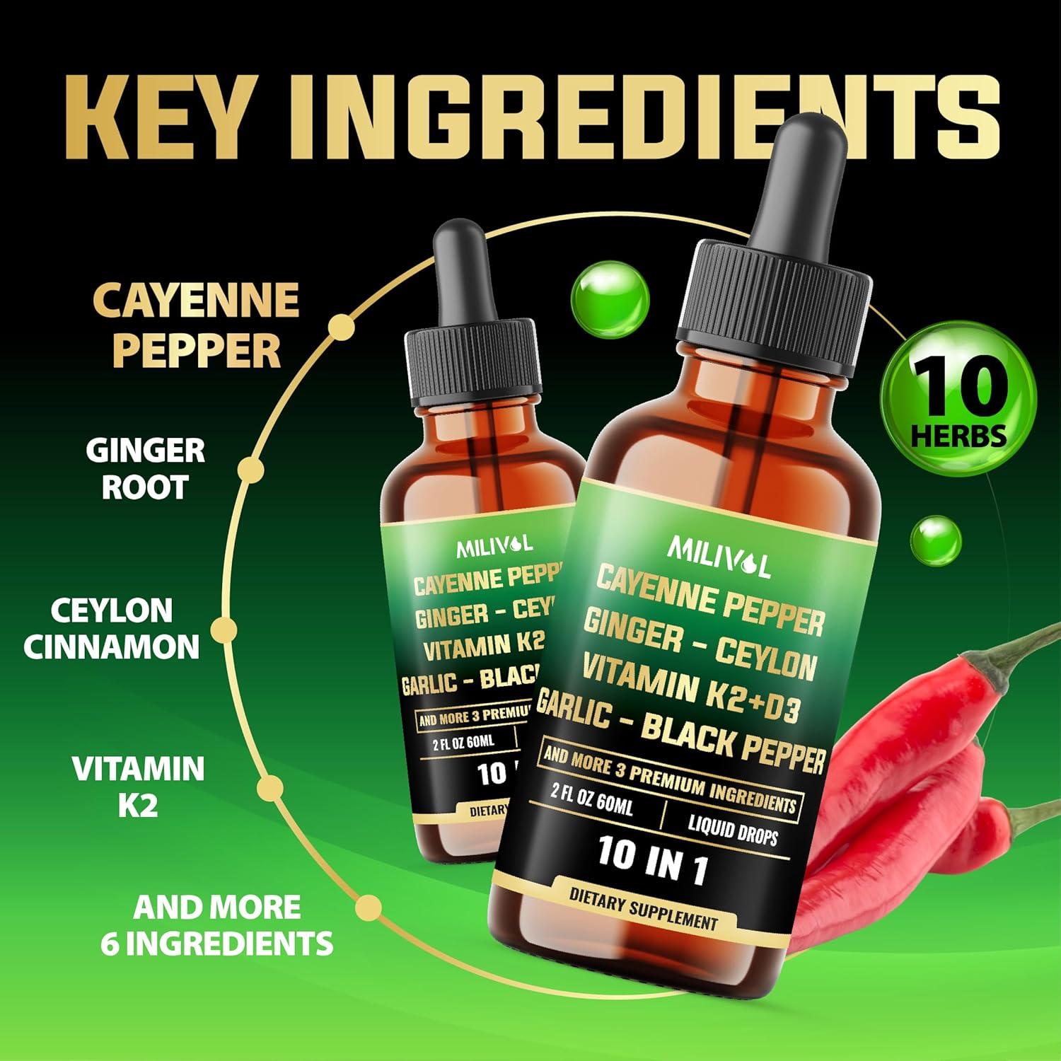 Gotas Líquidas Milivol 59 ml - Pimienta de Cayena y Jengibre