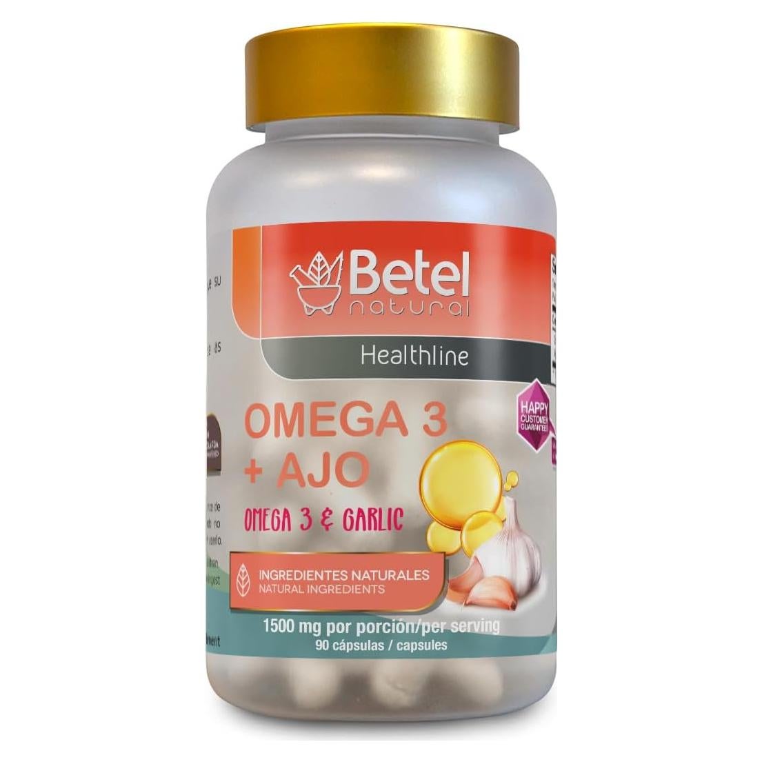 Suplemento Omega 3 + Ajo Betel Natural - 90 Cápsulas