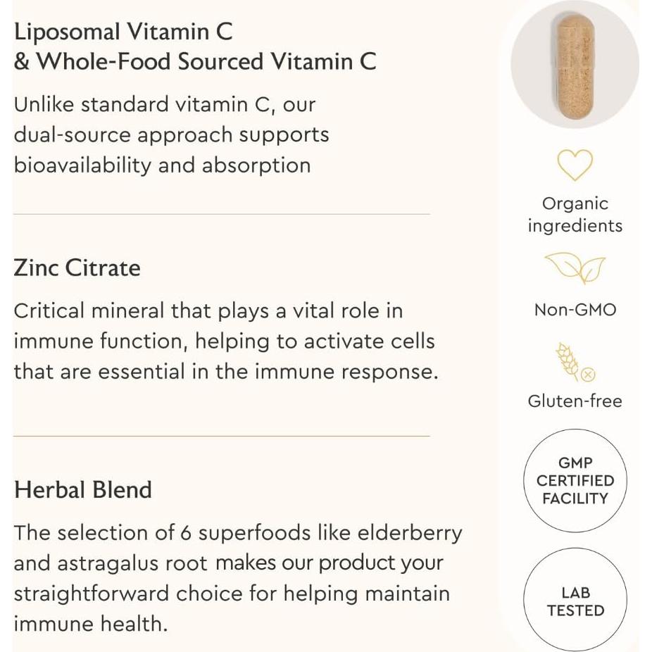 Mezcla de Inmunidad Alaya Naturals - 90 Cápsulas con Vitamina C y Zinc