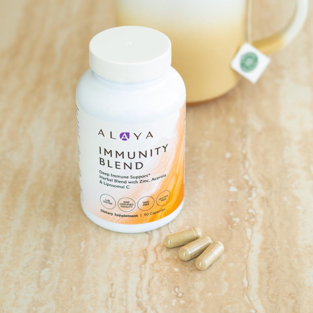 Mezcla de Inmunidad Alaya Naturals - 90 Cápsulas con Vitamina C y Zinc