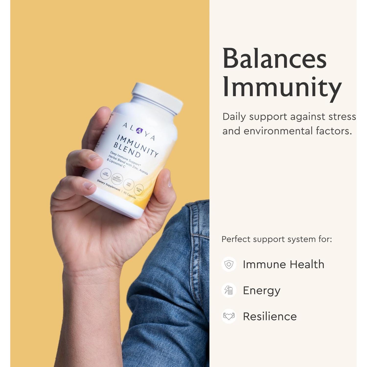 Mezcla de Inmunidad Alaya Naturals - 90 Cápsulas con Vitamina C y Zinc