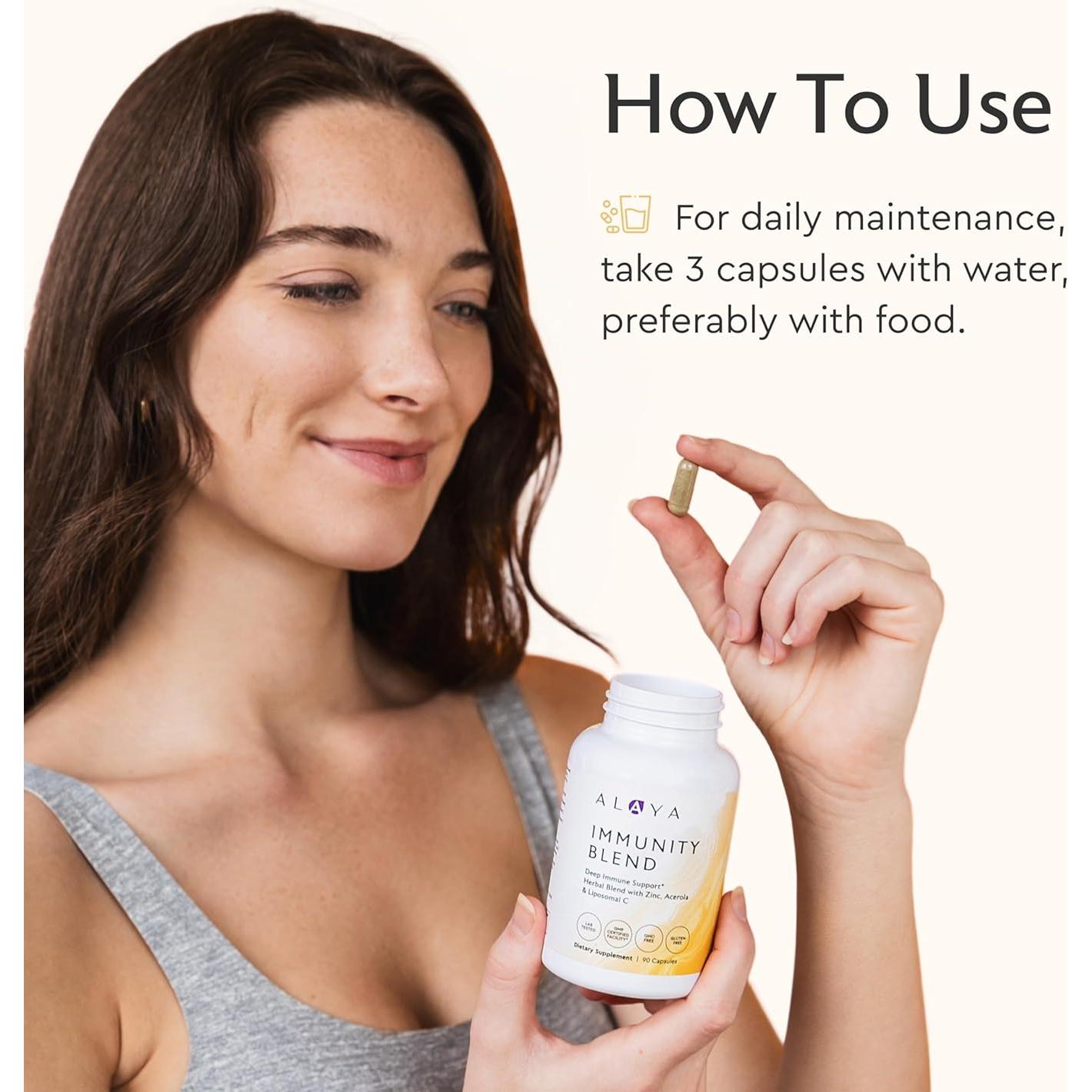 Mezcla de Inmunidad Alaya Naturals - 90 Cápsulas con Vitamina C y Zinc