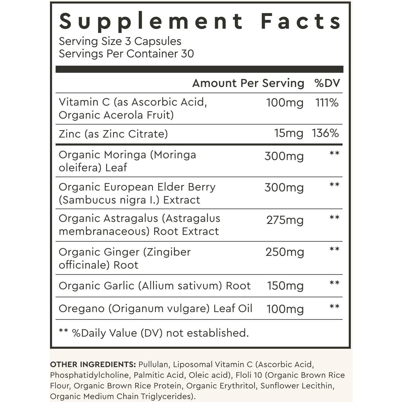 Mezcla de Inmunidad Alaya Naturals - 90 Cápsulas con Vitamina C y Zinc